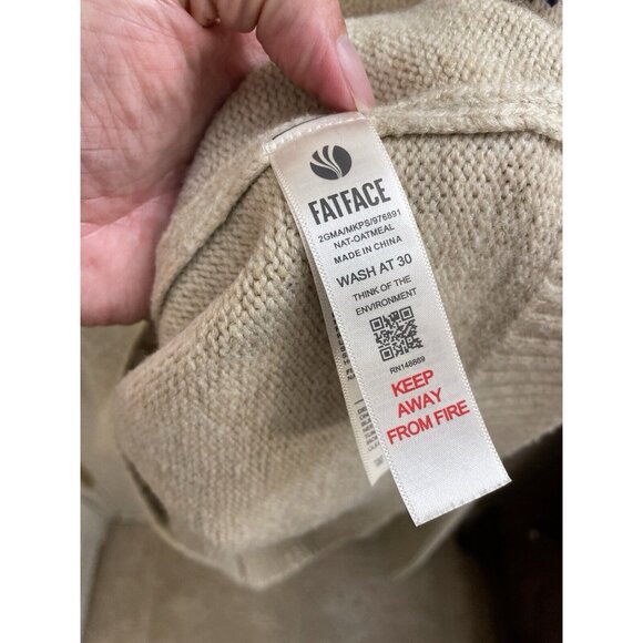 Fat Face U.K Mens Oatmeal Colour Ives Half Neck Jumper Size Medium Fair Isle - Picture 9 of 15